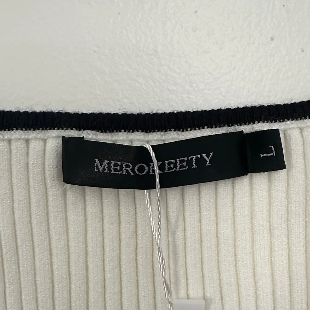 Meshki White Ribbed Tank with Black Contrast Trim - Picture 2 of 3